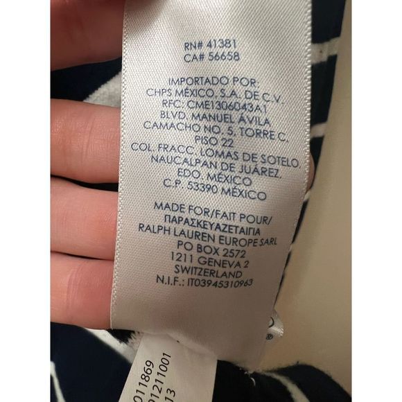 Chaps Striped Navy Blue and White Moto Jacket - Picture 6 of 7